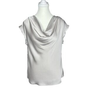 Express Womens Cowl Neck Satin Blouse Silver Gray‎ Sleeveless Top Size S NWT